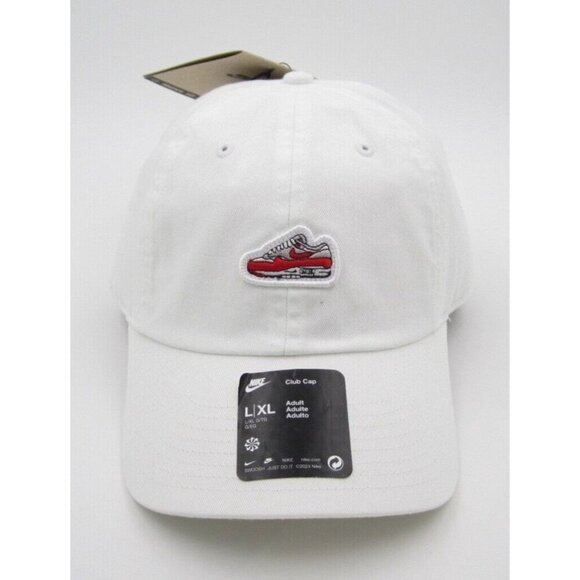 New W/ Tag Nike Dri Fit Unstructured Red Air Max Adjustable White Hat Sz L/XL - Picture 1 of 6